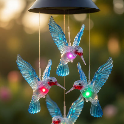 Solar Hummingbird Wind Chimes for Garden Decor