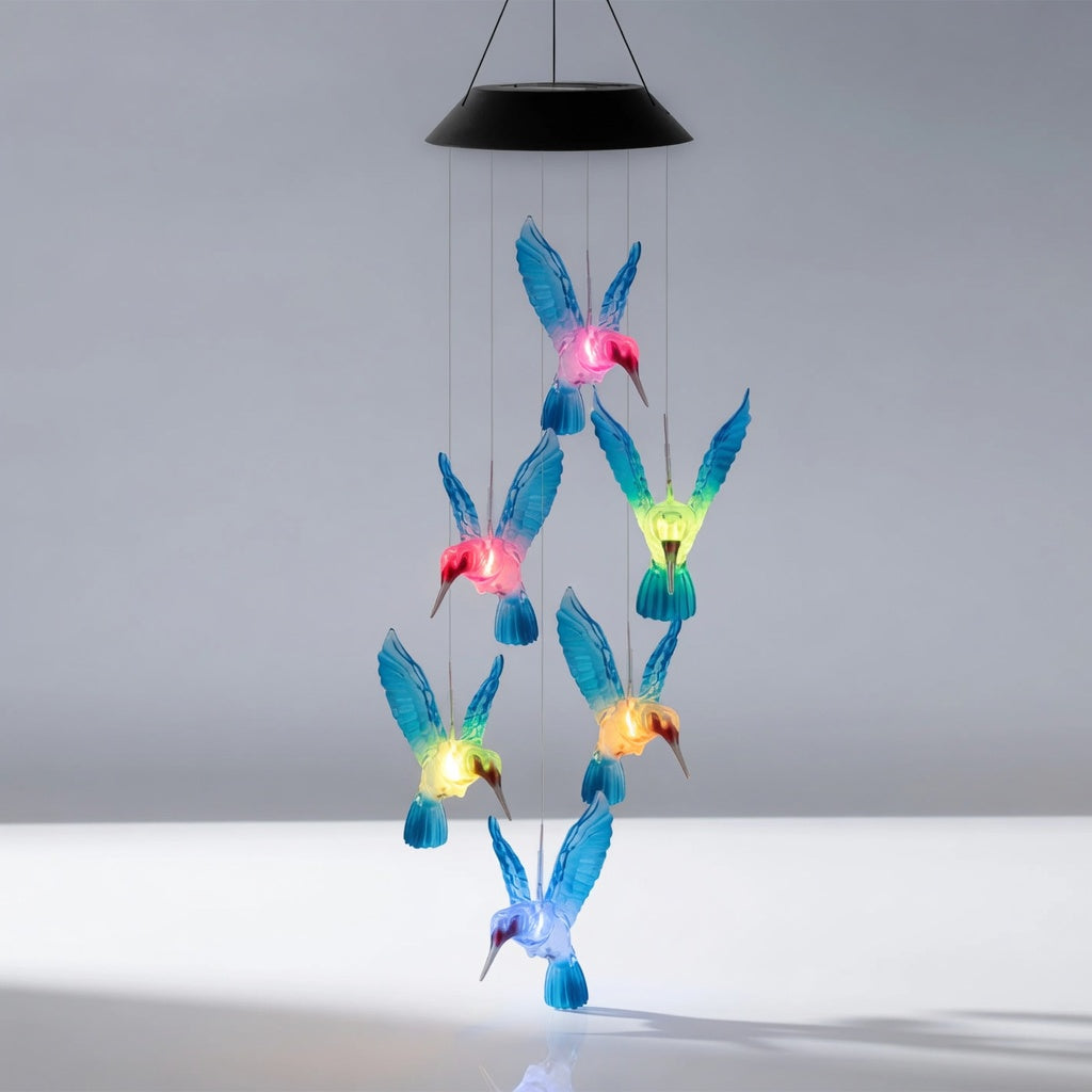 Solar Hummingbird Wind Chimes for Garden Decor
