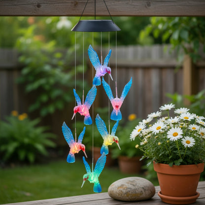 Solar Hummingbird Wind Chimes for Garden Decor